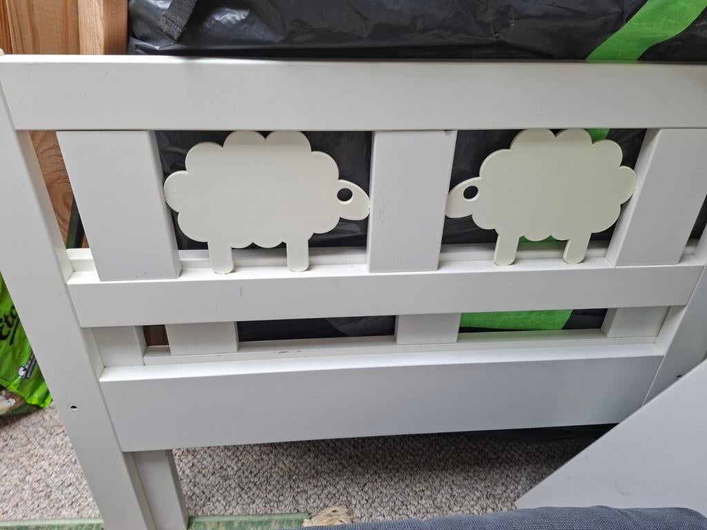 Ikea Kritter peuterbed met schapen, Ophalen, 140 tot 160 cm, 70 tot 85 cm, Lattenbodem