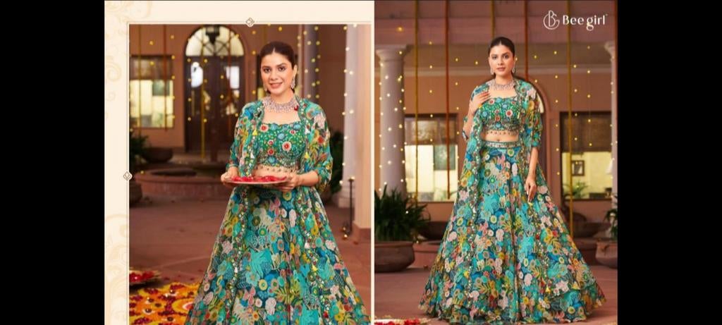 Prachtige Indiase kleding . Lehenga,lengha- Maat M, Gedragen, Boven de knie, Groen, Ophalen
