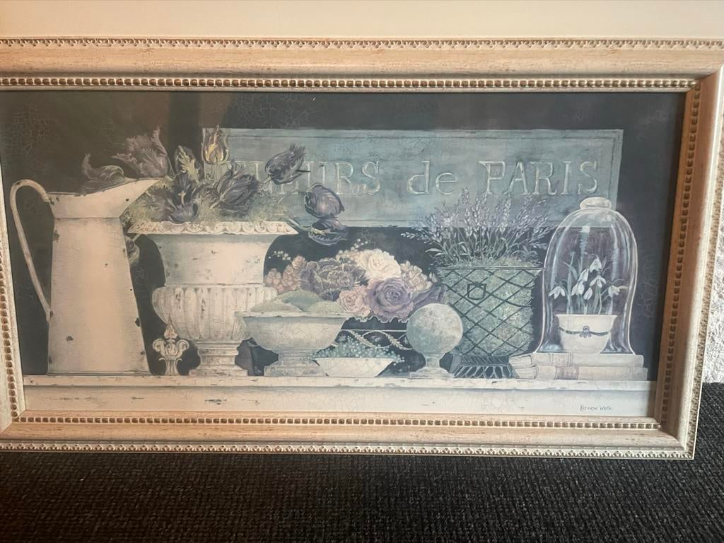Schilderij Prent Bloemen op Kast - Kathryn White, Huis en Inrichting, Woonaccessoires | Schilderijen, Tekeningen en Foto's, Ophalen