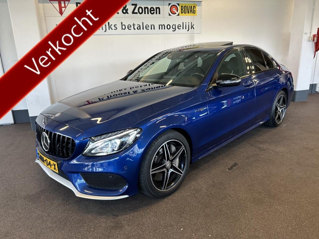 Mercedes-Benz C-Klasse C43/450 AMG 4MATIC V6 368PK | Panoram, Auto's, Mercedes-Benz, 368 pk, Met garantie (alle), Blauw, 2996 cc