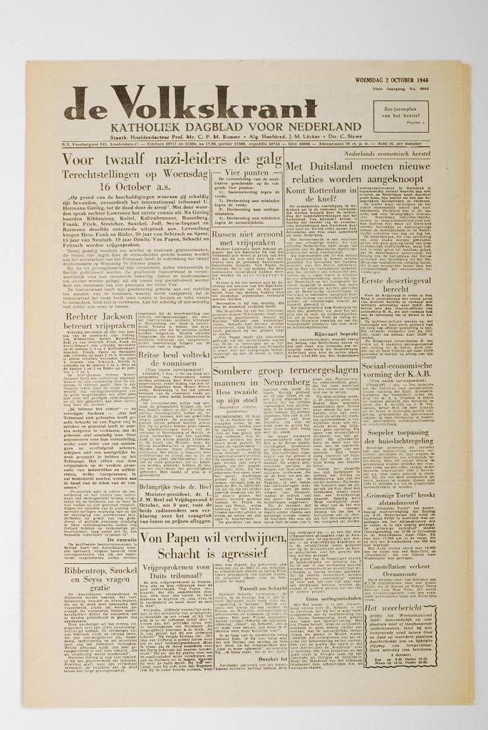 2 oktober 1946 - De Volkskrant | Heruitgave 1994, Zo goed als nieuw, Verzenden, Amsterdam, Florence Uitgeverij
