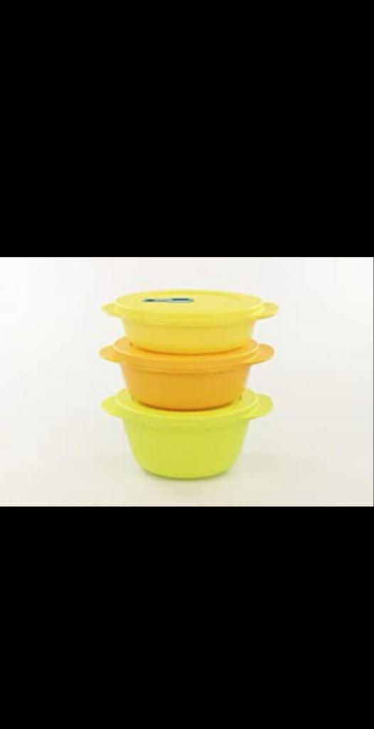 Tupperware Crystalwave Magnetronschalen Set - S & M, Ophalen of Verzenden, Nieuw, Geel, Schaal