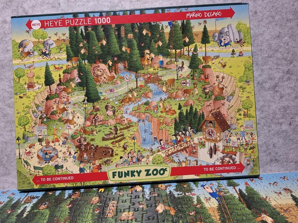 Heye Puzzel 1000 Stukjes - Funky Zoo, Ophalen, 500 t/m 1500 stukjes, Zo goed als nieuw, Legpuzzel