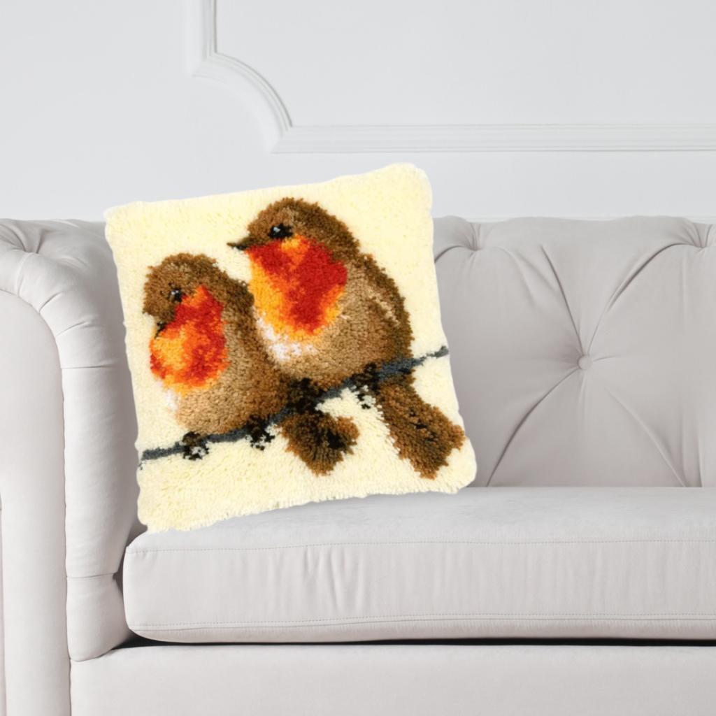 Smyrna, latch hook kussen, diy kit, roodborstjes, zelf maken, D, Nieuw, Ophalen of Verzenden, D