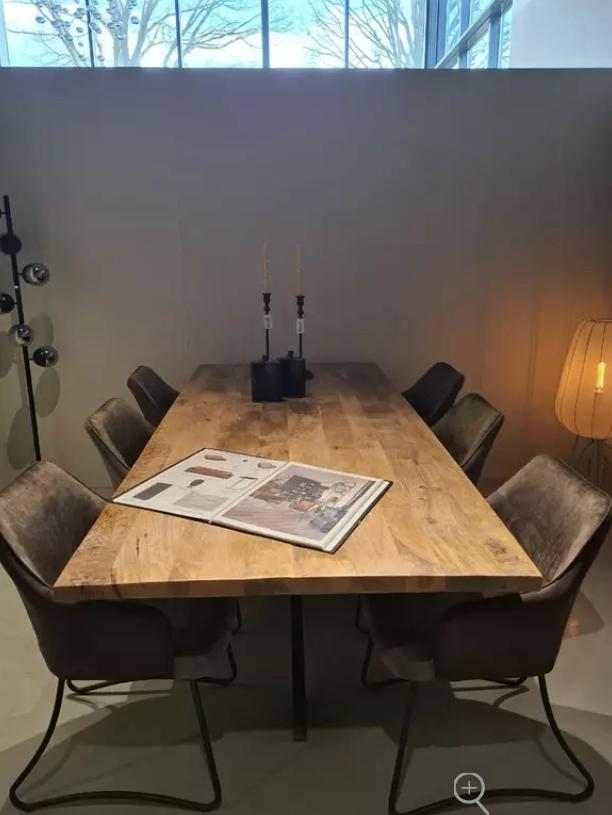 Showroom uitverkoop - eettafel Rens 220 cm + Garda set van 6, Ophalen, Nieuw, 4 tot 6 stoelen, IntensWonen