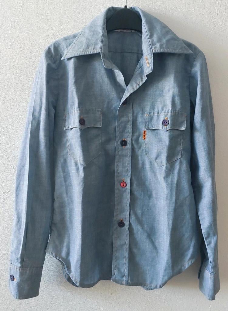 Vintage 70s Juniors Levis Big E denim shirt 116, Gebruikt, Jongen of Meisje, Ophalen of Verzenden, Shirt of Longsleeve