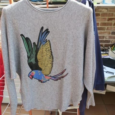 Pulleke nieuw grijs vogel studs NVF Paris mt 38-40, Maat 38/40 (M), NVF Paris, Nieuw, Ophalen of Verzenden