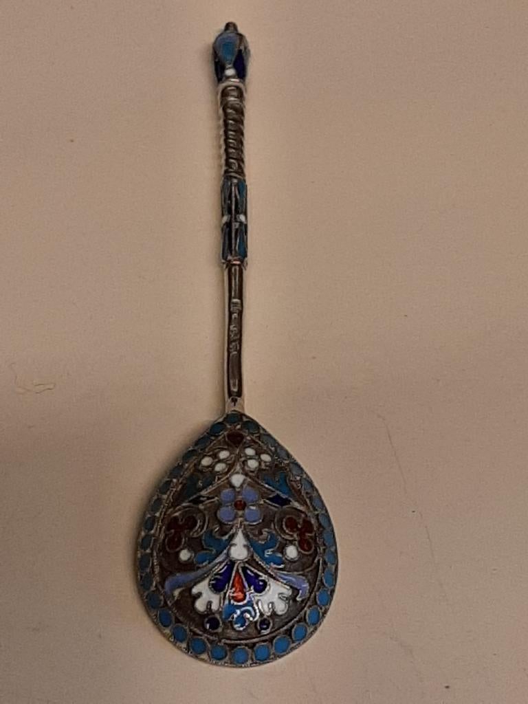 Russische Caviar cloisonné lepel, Antiek en Kunst, Ophalen of Verzenden
