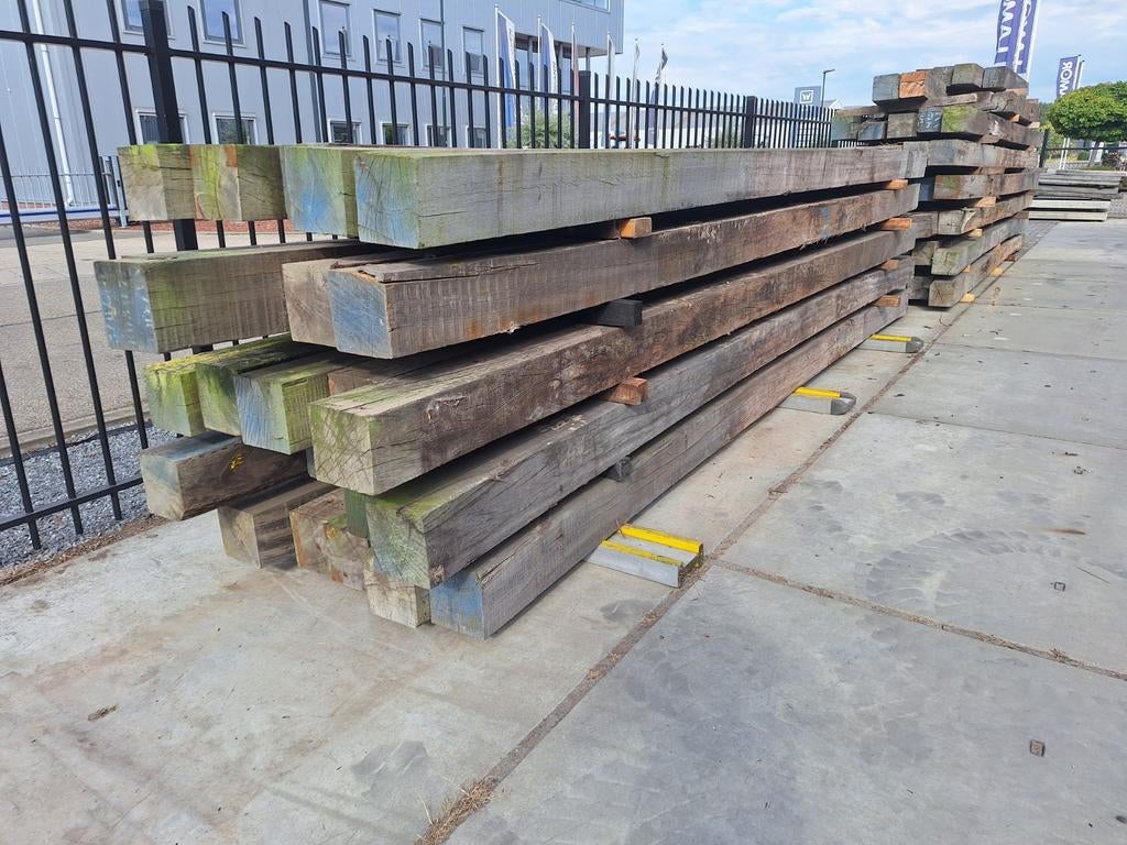 Azobe palen Meerpalen  balken Circa  20x20x590cm, Tuin en Terras, Palen, Balken en Planken, Ophalen, 250 cm of meer, Balken, Hardhout