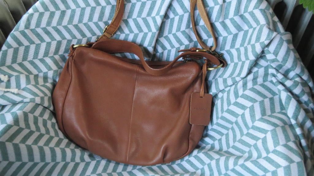 Burkely leren tas, 2 hengsels, 32x28x11cm, caramel bruin, Verzenden, Zo goed als nieuw, Bruin, Overige typen