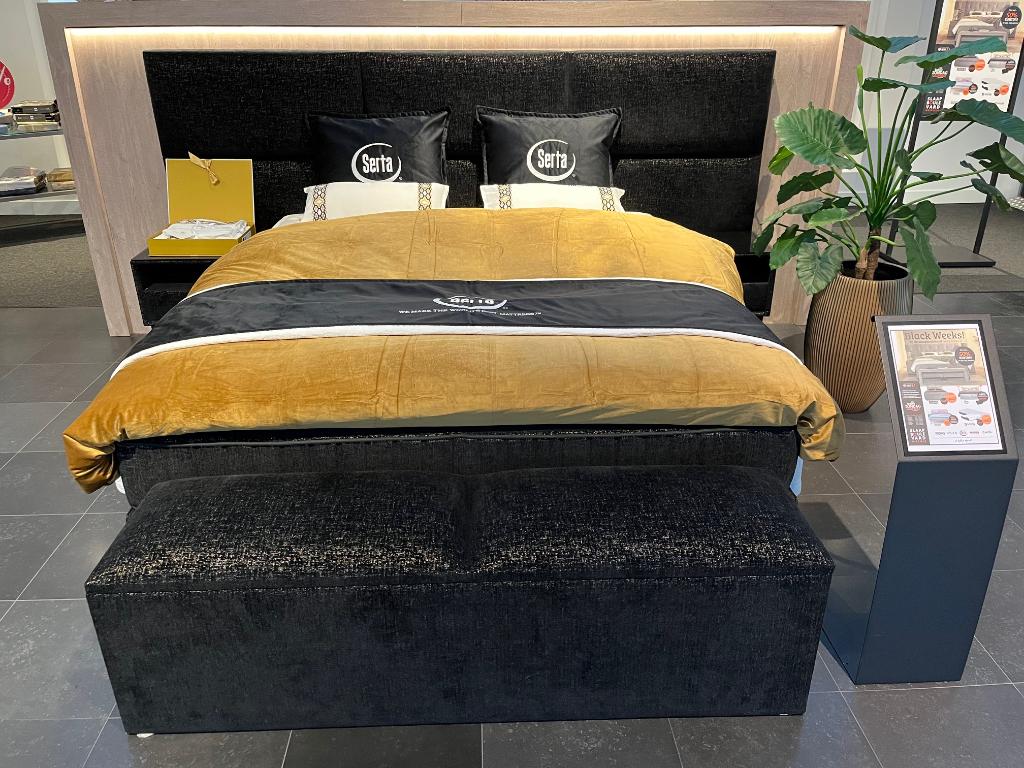 Serta boxspring incl nachtkasten en bedbank, Ophalen, 180 cm, Hotel Chique, 210 cm