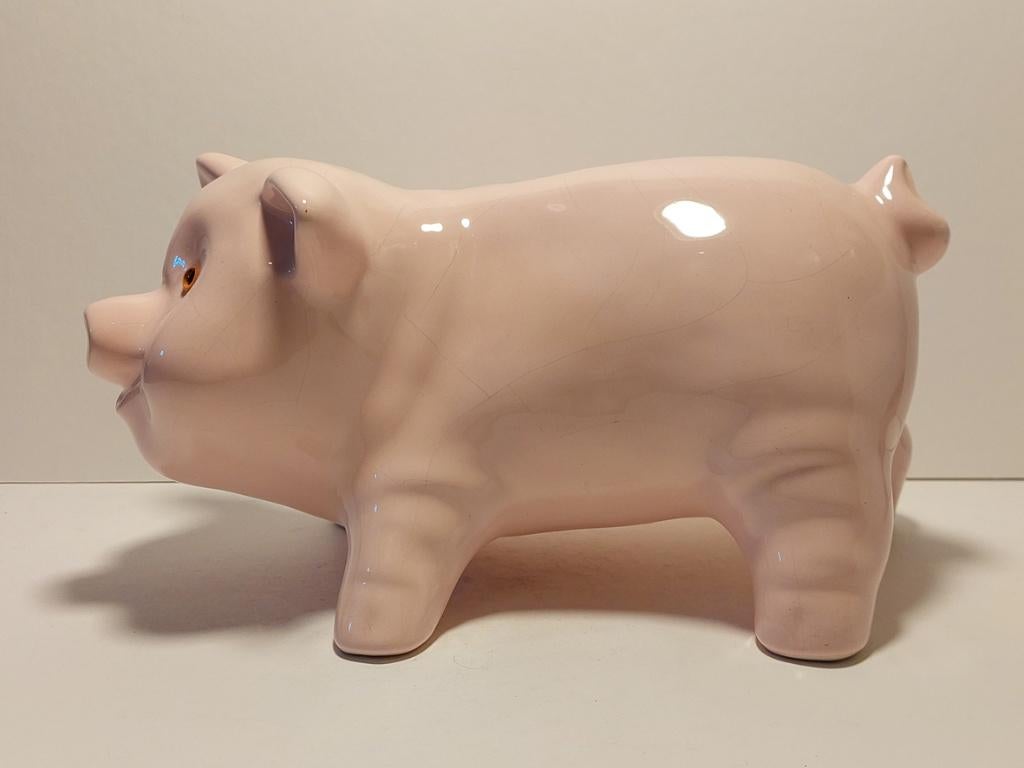 Groot staand spaarvarken, Verzamelen, Spaarpotten, Ophalen of Verzenden, Gebruikt, Steen, Aardewerk of Keramiek, Dier