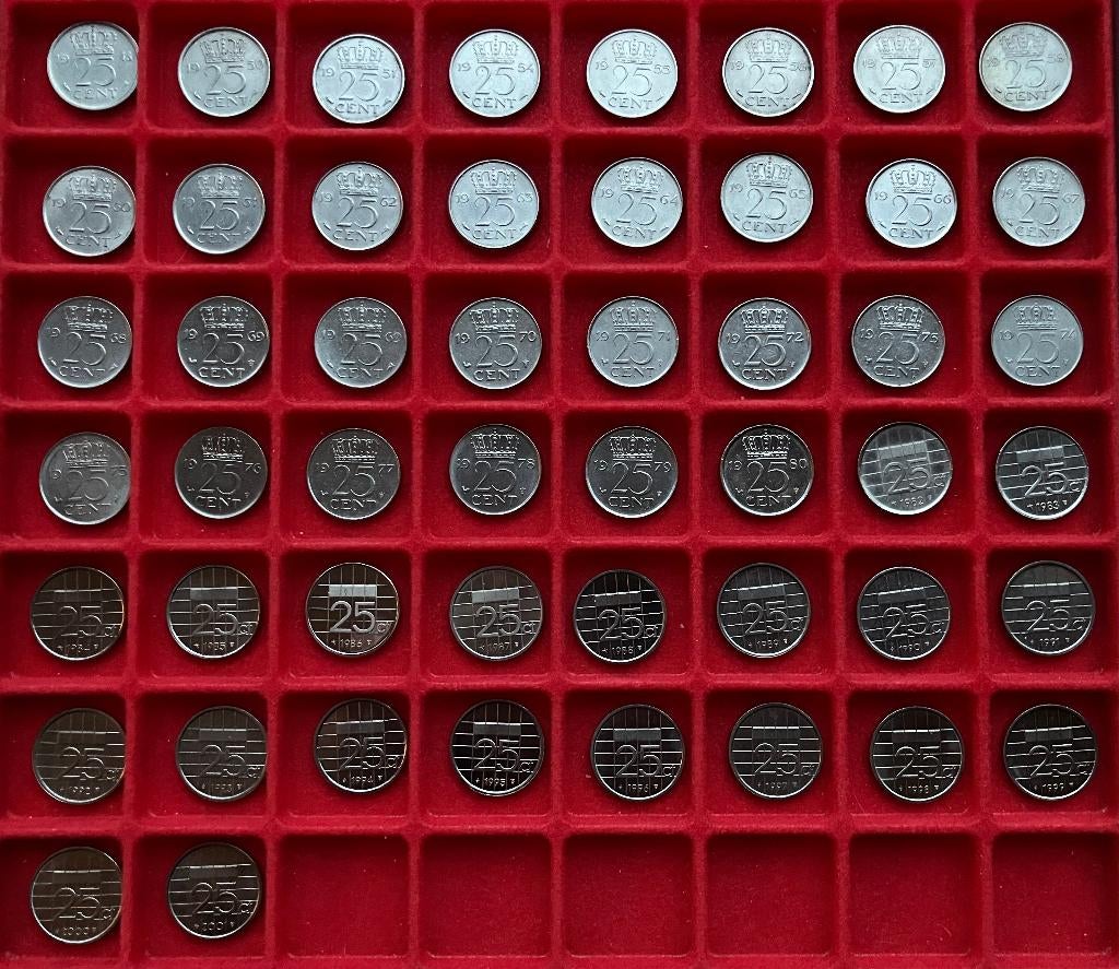 Complete set kwartjes / 25 cent, Ophalen, Koningin Juliana, 25 cent, Setje