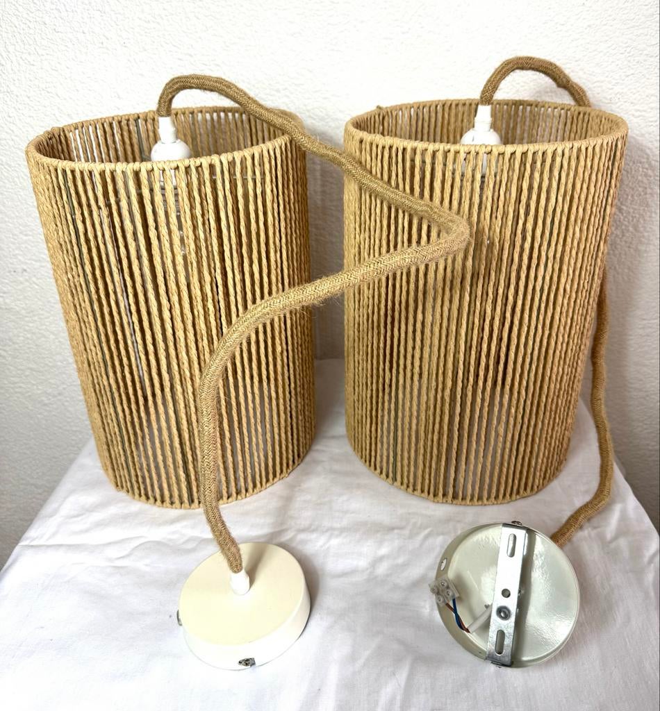 Twee lampenkappen, 25x35 cm, hoogte 117 cm, Huis en Inrichting, Lampen | Hanglampen, Gebruikt, 75 cm of meer, Stof, Ophalen of Verzenden