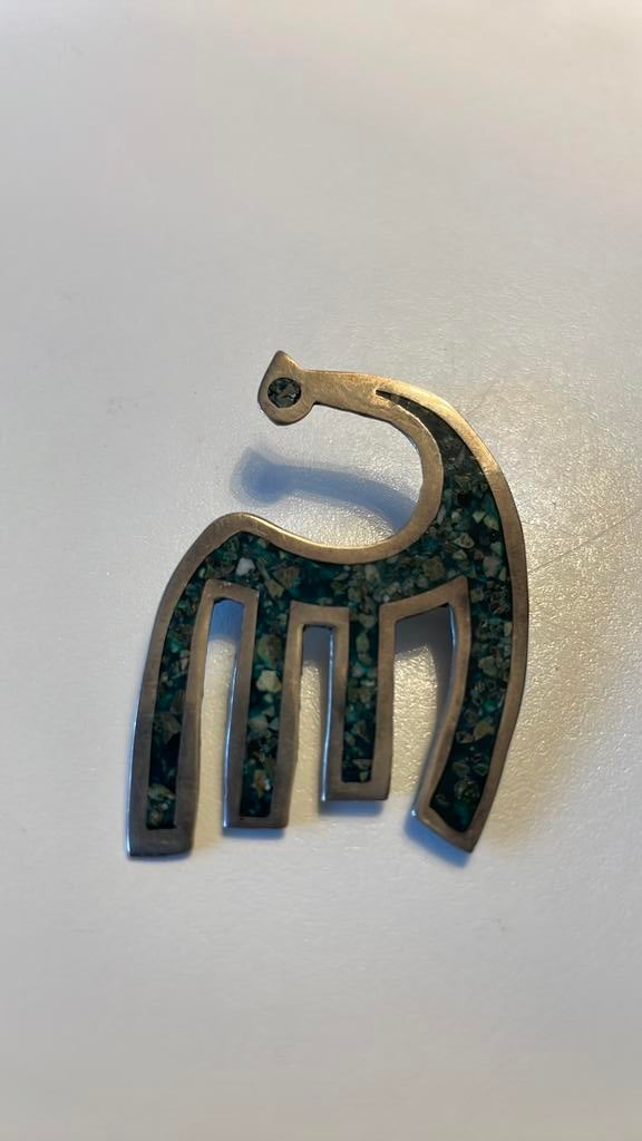 Vintage broche Mexico, 4 tot 7 cm, Ophalen of Verzenden, Zo goed als nieuw, Met edelsteen