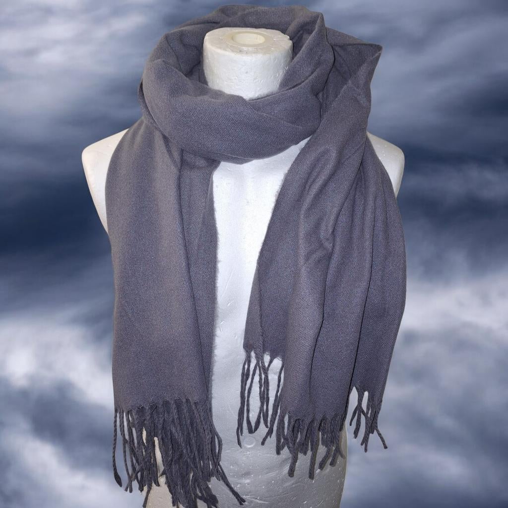 Zachte Sjaal met Franje – Gris (20070 cm) | Nieuw, Kleding | Heren, Mutsen, Sjaals en Handschoenen, Nieuw, Sjaal, Overige maten