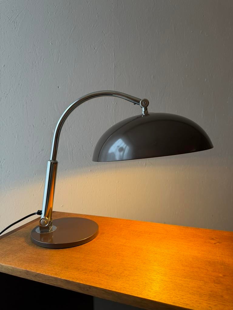 Hala bureaulamp model 144 Busquet bronskleurig bruin 50s, Gebruikt, Bauhaus, Overige materialen, Ophalen of Verzenden