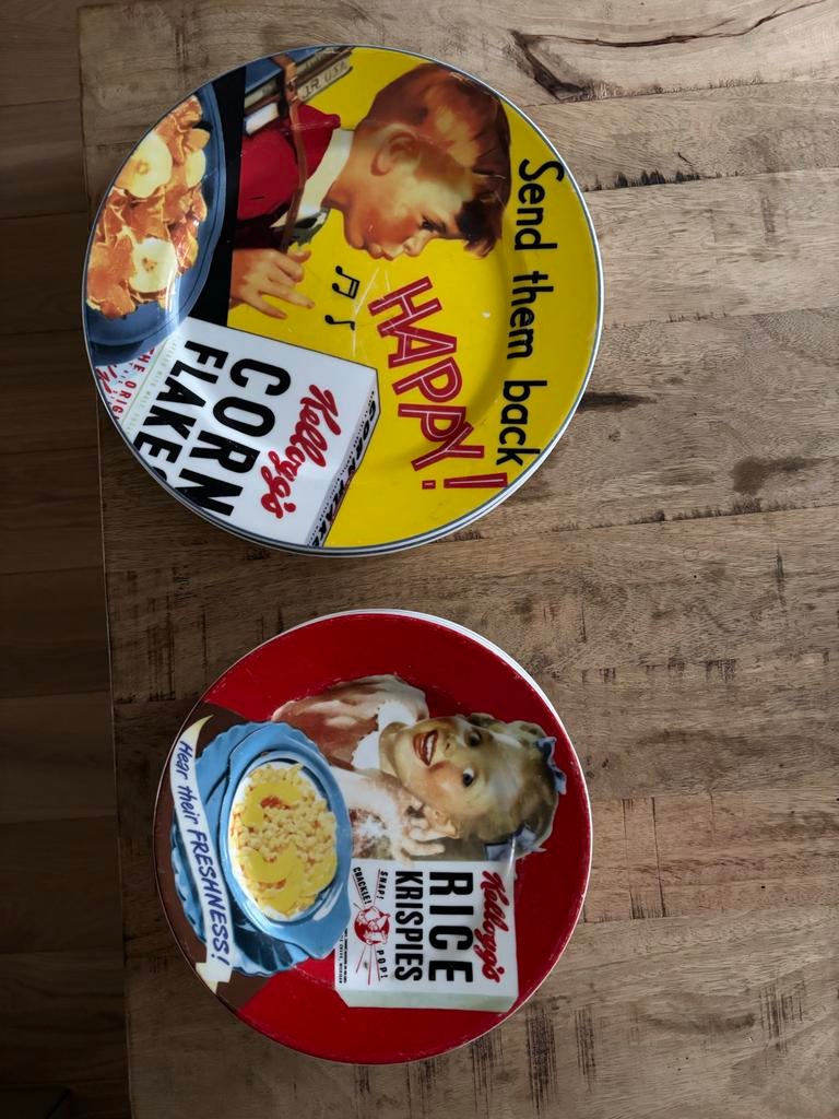Vintage Kellogg's Ontbijt en dinerborden, Ophalen, Gebruikt, Overige stijlen, Bord(en)