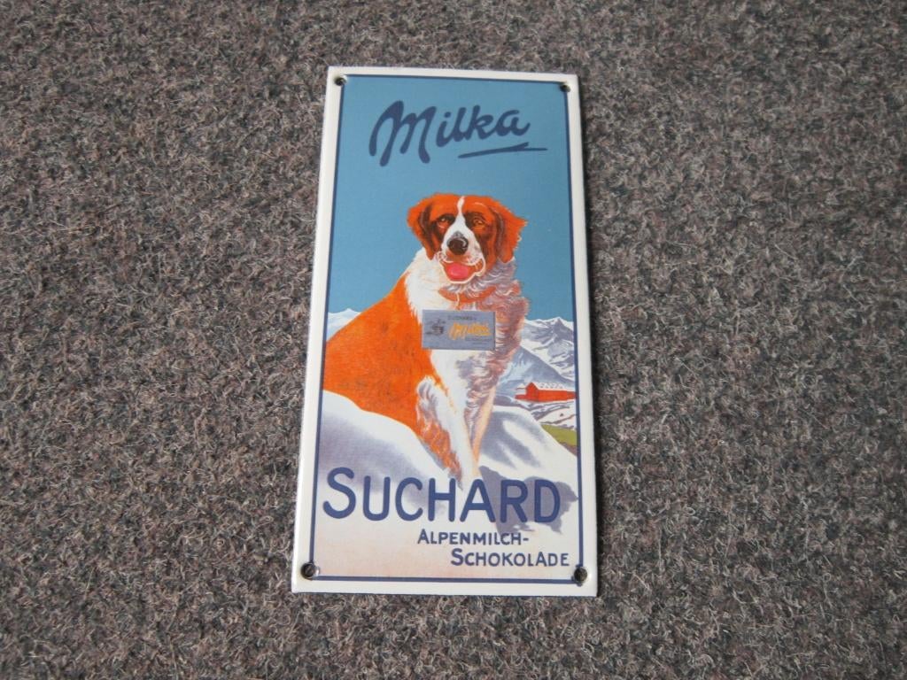 MILKA EMAILLE RECLAMEBORD, Ophalen, Zo goed als nieuw, Reclamebord