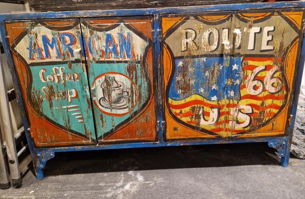 Retro kast, Route 66/American Coffee shop, 127x45x80, Antiek en Kunst, Ophalen