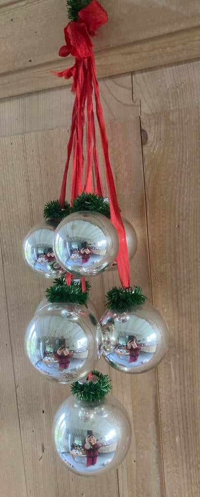 Trosje retro kerstballen (7), Diversen, Gebruikt, B, Ophalen of Verzenden, V