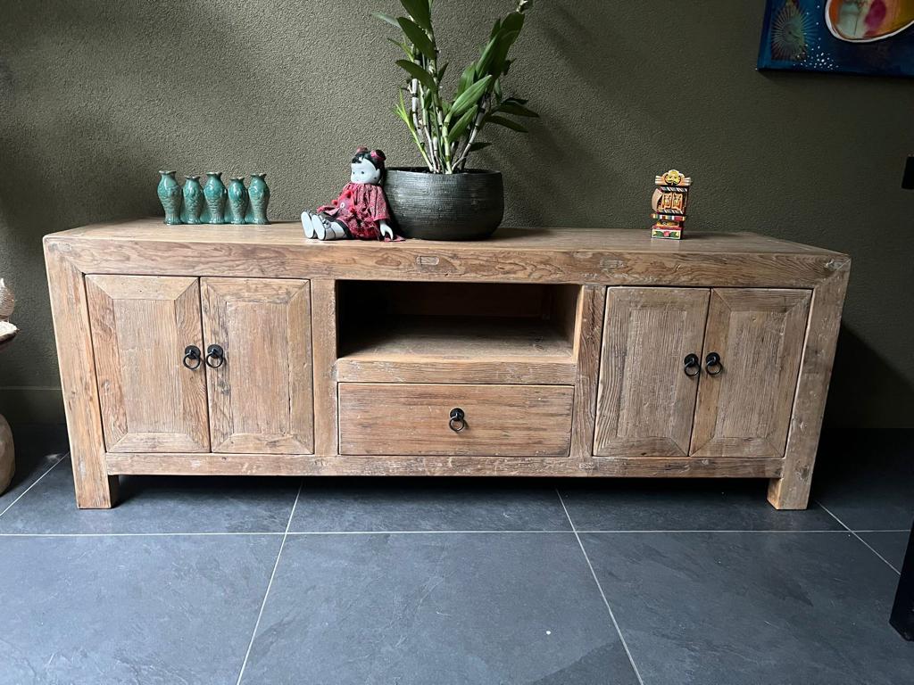 Chinees elmwood tv dressoir kast chinese elm hout, Huis en Inrichting, Kasten | Televisiemeubels, Verburgt Vintage, 150 tot 200 cm