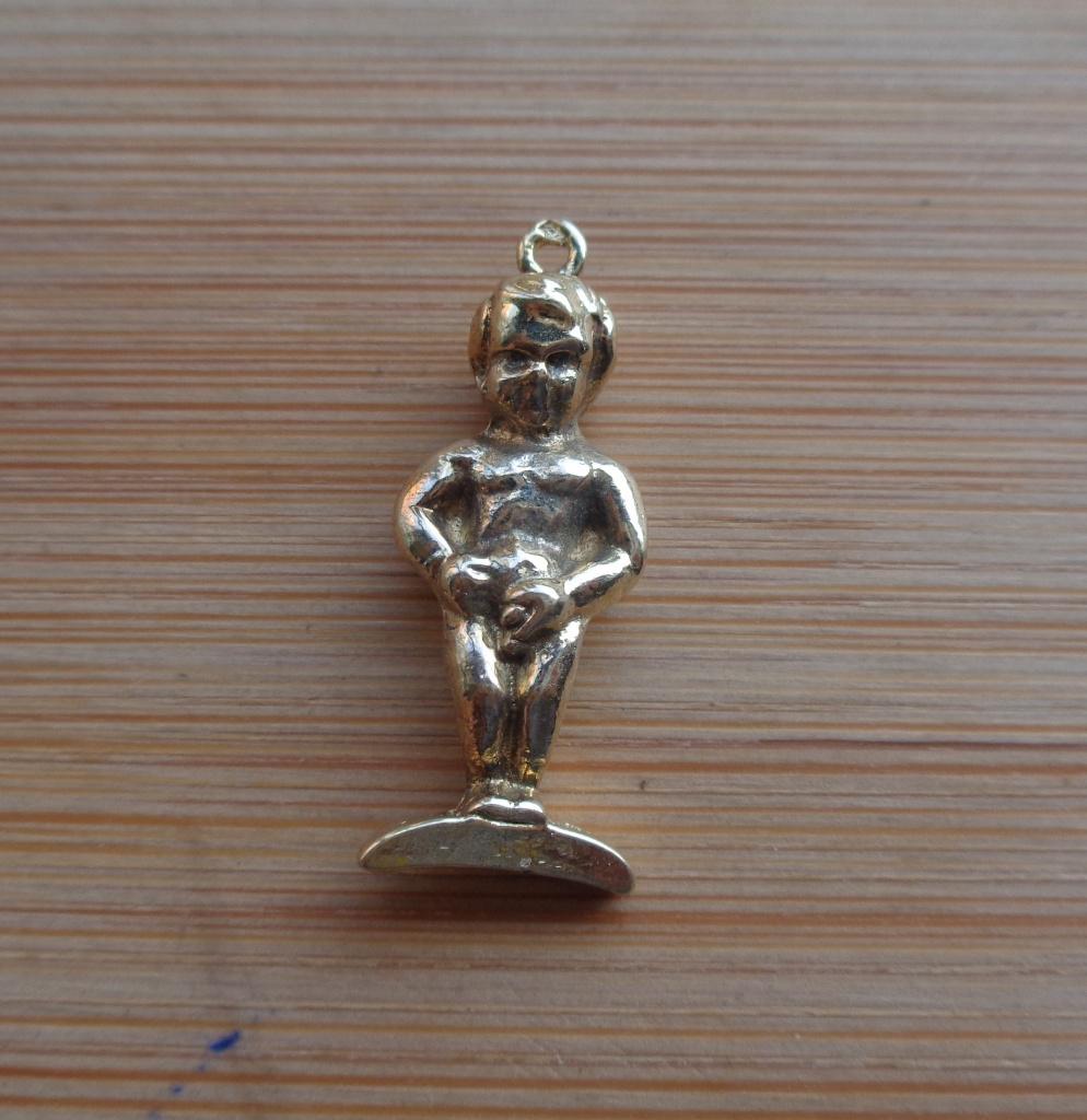 zilveren vergulde vintage bedel manneke pies [863], Overige merken, Verzenden, Zo goed als nieuw, 1 bedel