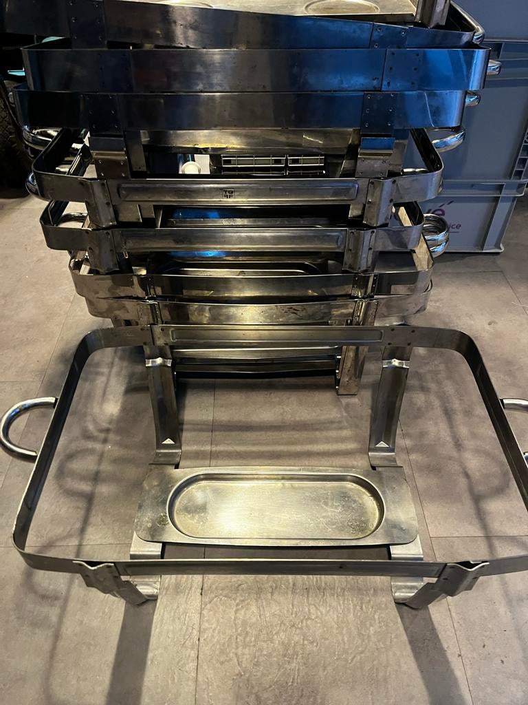 12 RVS Chafing Dish Houders - Buffet Warmhouders, Ophalen of Verzenden, Gebruikt
