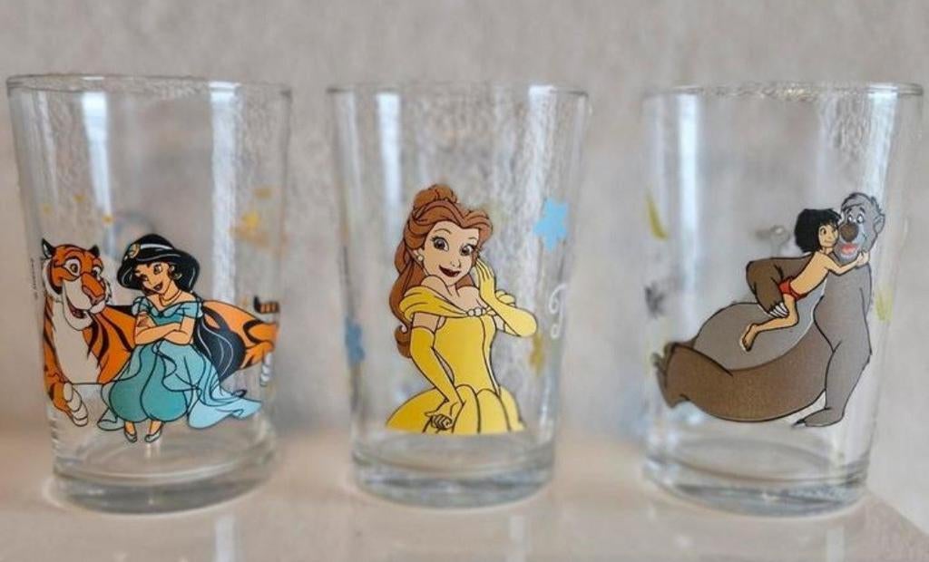Drie Disney glazen, Verzamelen, Glas en Borrelglaasjes, Ophalen of Verzenden, Zo goed als nieuw, Frisdrankglas