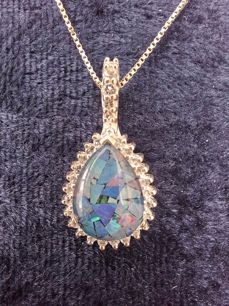 Zilveren collier met opaal, Ophalen, Zo goed als nieuw, Zilver, Zilver