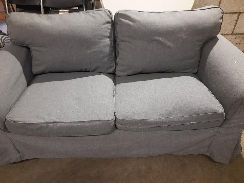 Bank en losse hoezen, Ikea Ektorp, grijs, Huis en Inrichting, Ophalen, Gebruikt, Tweepersoons, 75 tot 100 cm