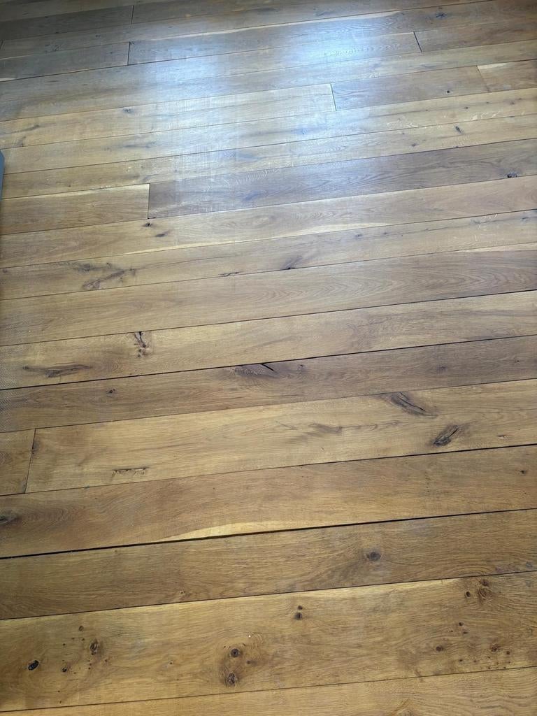 Massief eikenhouten vloer 40 m2 - 3 breedtes, Ophalen, Gebruikt, Vloerdelen of -planken, 10 m² of meer
