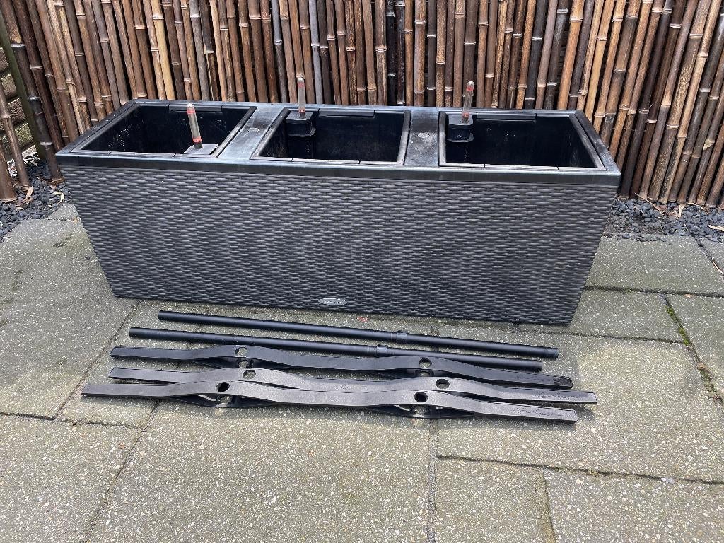 Plantenbak Lechuza Trio Cottage Antraciet wicker, Tuin en Terras, Bloembakken en Plantenbakken, Ophalen, Kunststof, Gebruikt, Minder dan 30 cm