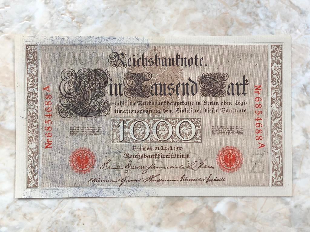 1000 mark 1910, Duitsland., Verzenden, Duitsland, Los biljet