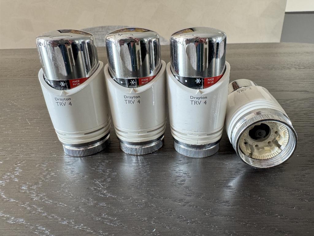 4 x Design thermostaat knop Drayton TRV 4, Doe-het-zelf en Verbouw, Thermostaat, Minder dan 30 cm, Minder dan 60 cm, Ophalen of Verzenden