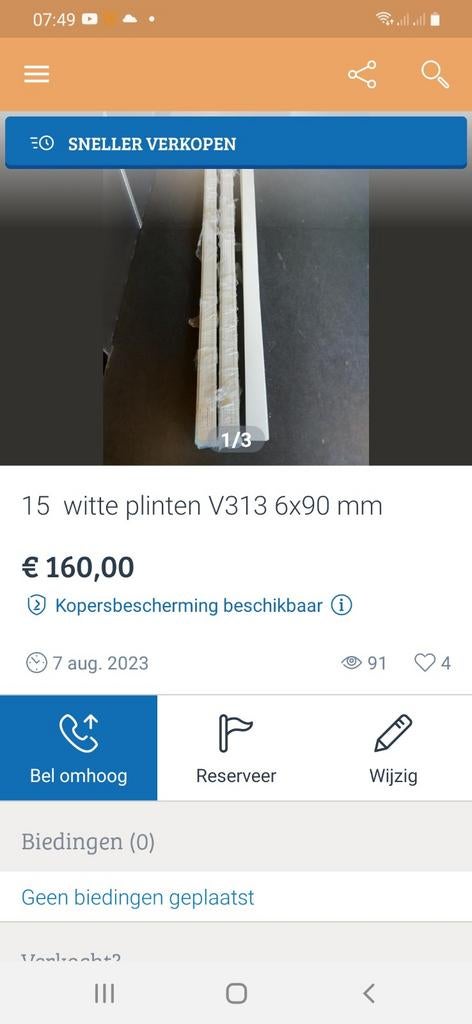 Witte MDF plint V313 244x90x16 mm - Goede conditie, Gebruikt, Ophalen of Verzenden, Mdf, 200 tot 250 cm