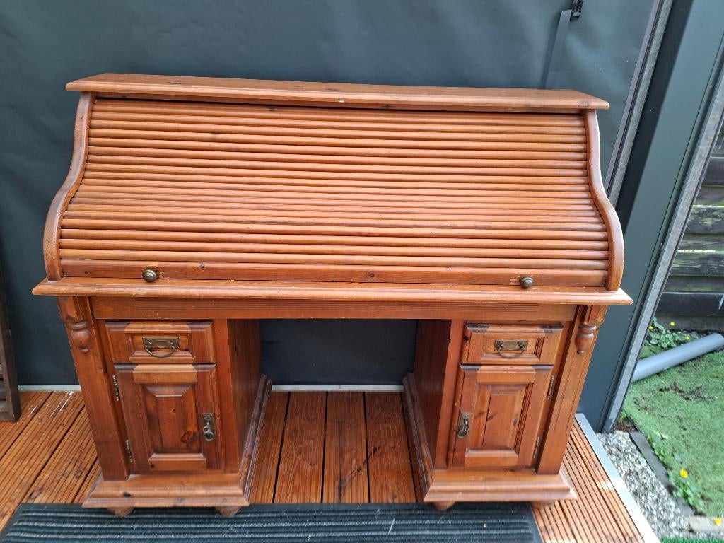 oud grenen rollluik bureau, Ophalen, Gebruikt, Bureau