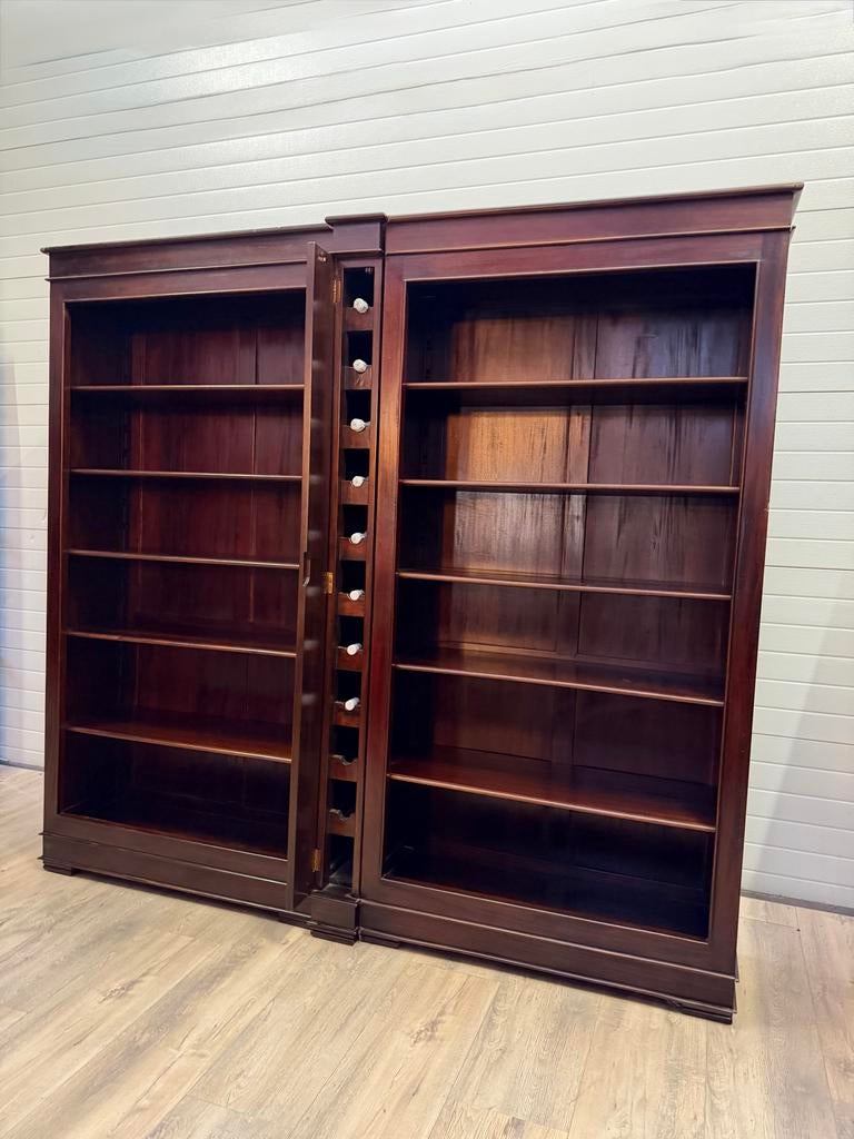 Jan Frantzen Boekenkast Mahoniehout met verborgen Wijnrek, Ophalen