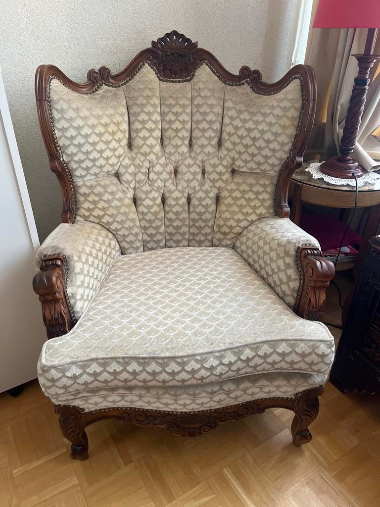 Antieke Barok Stijl Salon Set: Sofa en Fauteuil, Ophalen