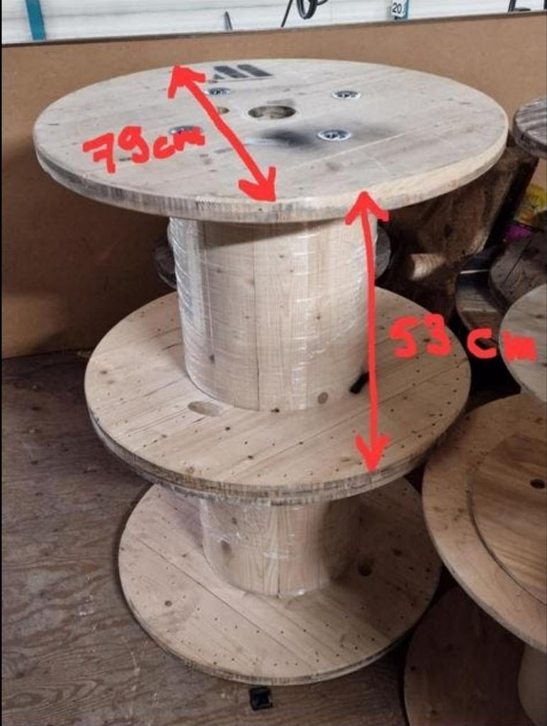 Tuintafel/haspel, Tuin en Terras, Tuintafels, Ophalen, Gebruikt, Rond, Hout