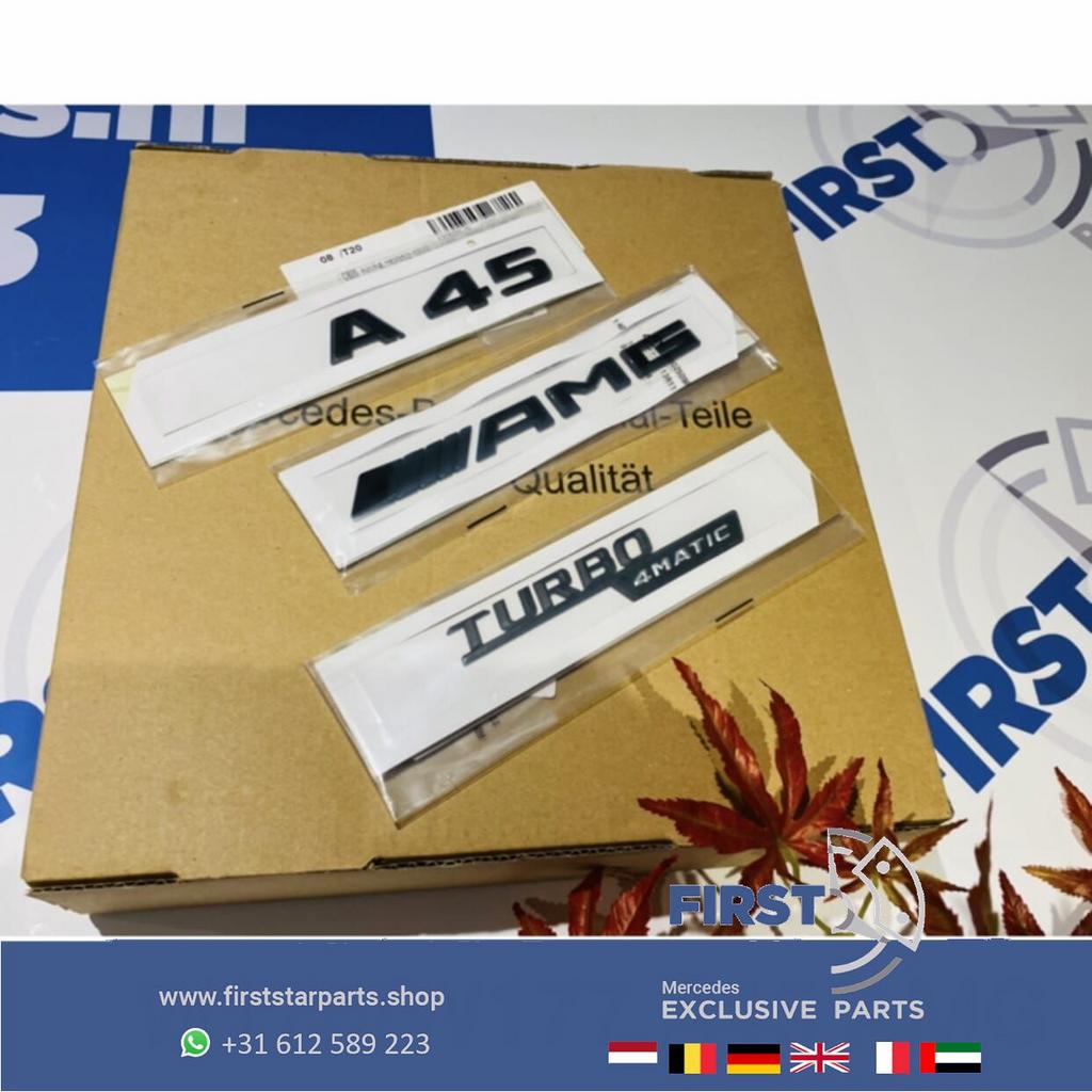 W176 W177 A45 AMG LOGO SET ZWART EMBLEMEN SET Mercedes A KLA, Auto-onderdelen, Gebruikt, -, Ophalen of Verzenden, -