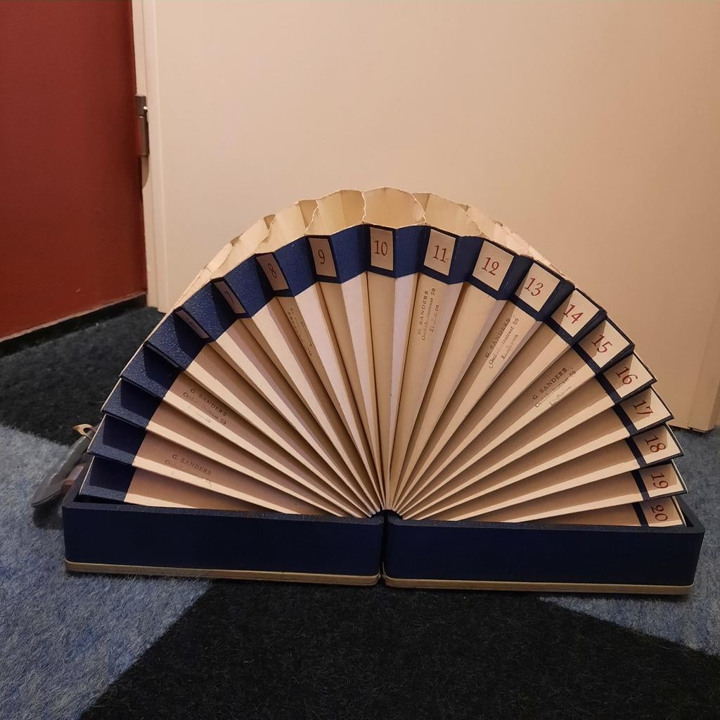 Retro, vintage waaier platenkoffer voor 7 inch vinyl singels, Ophalen of Verzenden, Gebruikt, 12 inch