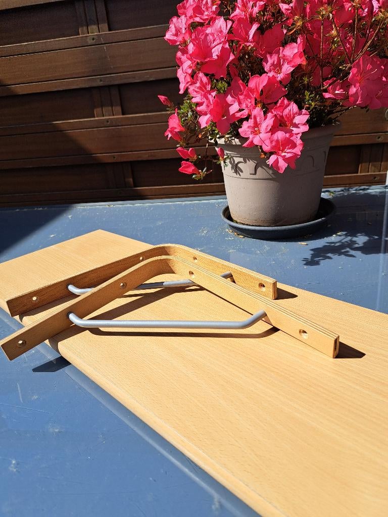Boekenplanken met bijbehorende boekenplanksteunen, Huis en Inrichting, Woonaccessoires | Overige, Ophalen, Hout, Bruin, Klassiek