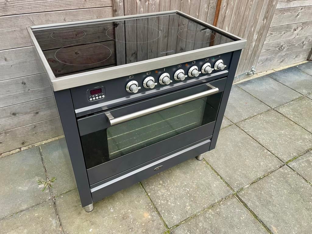 90cm Boretti - Ilve Inductie fornuis - Antraciet - 5 zones, Witgoed en Apparatuur, Kookplaten, Ophalen of Verzenden, Zo goed als nieuw