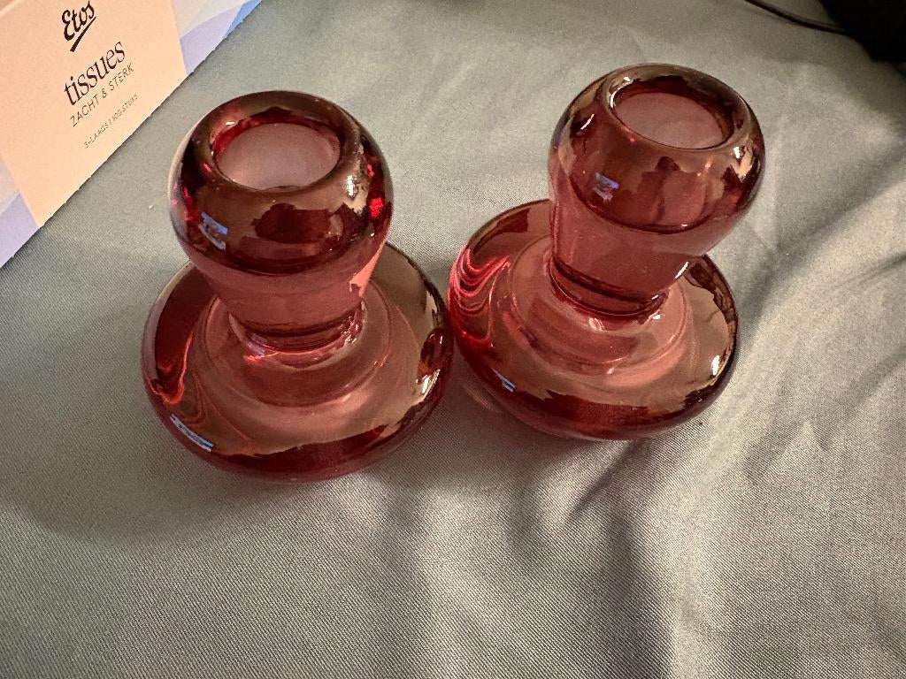 Kaarsen kandelaar 2x paars, Overige materialen, Ophalen of Verzenden, Zo goed als nieuw, Kandelaar