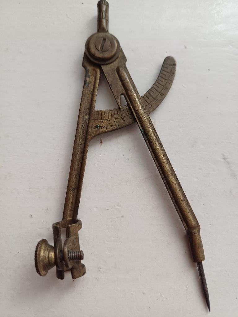Antiek messing passer met schaalverdeling, Ophalen of Verzenden, Gebruikt, Overige typen