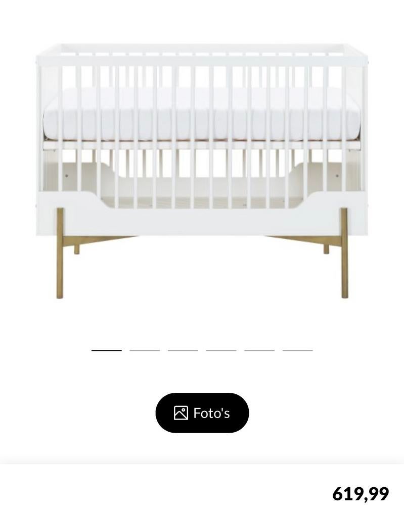 Kidsmill Boutique Babybed Wit Brass 60x120cm & commode, Ophalen, Zo goed als nieuw, Ledikant