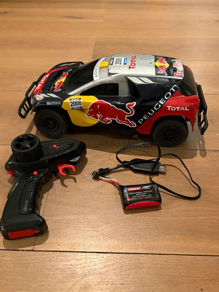 Carrera RedBull Peugeot 2008 Dakar RC auto, Gebruikt, Auto offroad, RTR (Ready to Run), Overige schalen