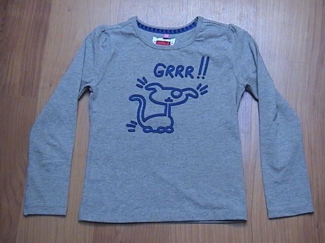 Jilly / Jill / Shoeby grijs shirt + blauwe opdruk hond ZGAN, Kinderen en Baby's, Kinderkleding | Maat 122, Meisje, Ophalen of Verzenden