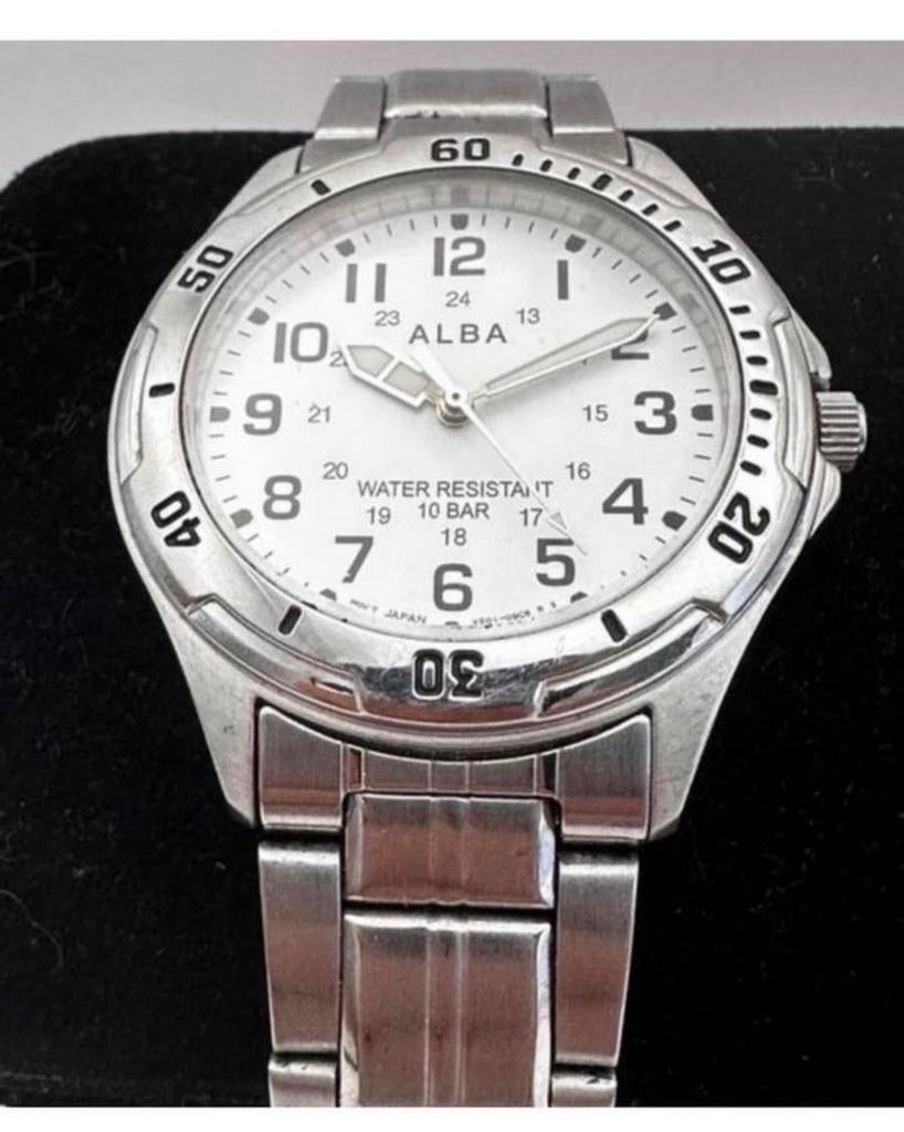 Vintage SEIKO Alba V501-0FG0 analoog Quartz mens watch 10bar, Seiko Alba, Staal, Polshorloge, Ophalen of Verzenden